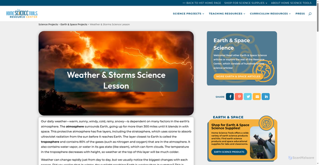 Security scan screenshot of https://learning-center.homesciencetools.com/article/weather-storms/