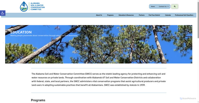 Security scan screenshot of https://alabamasoilandwater.gov/