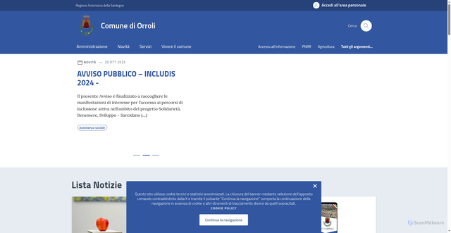 Security scan screenshot of https://comune.orroli.su.it/