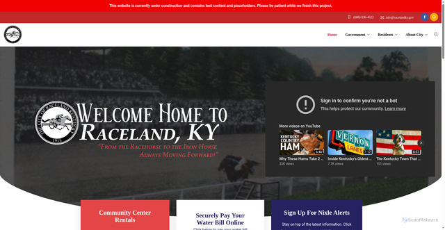 Security scan screenshot of https://racelandky.gov/