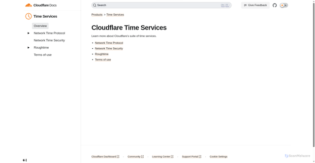 Security scan screenshot of https://cloudflare-docs-3z7.pages.dev/time-services/
