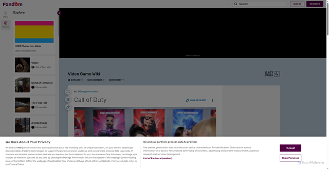 Security scan screenshot of https://video-games.fandom.com/wiki/Call_of_Duty