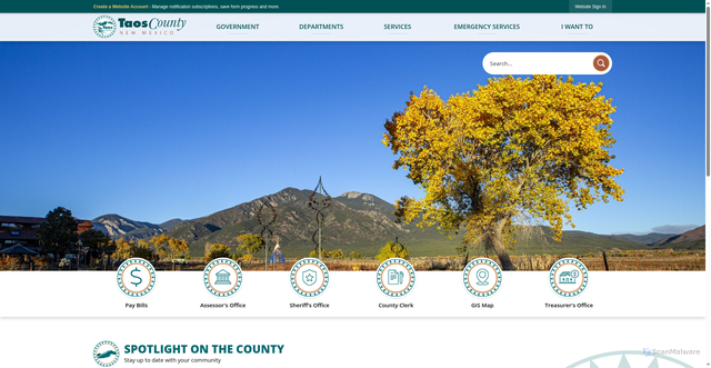 Security scan screenshot of https://taoscountynm.gov/