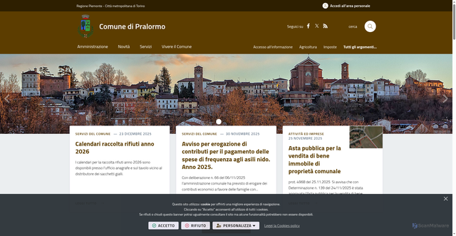 Security scan screenshot of https://www.comune.pralormo.to.it/it-it/home