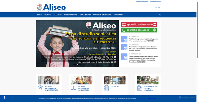 Security scan screenshot of https://www.aliseo.liguria.it/