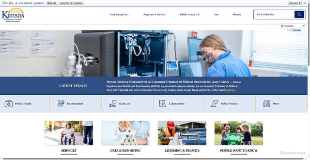 Security scan screenshot of https://www.kdhe.ks.gov