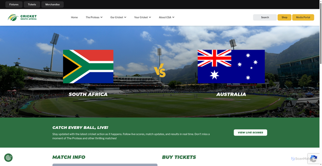 Security scan screenshot of https://cricket.co.za/upcoming-match/south-africa-vs-australia-4/