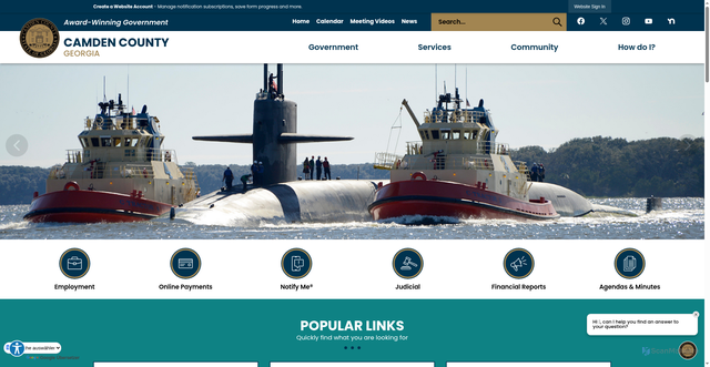 Security scan screenshot of https://camdencountyga.gov/