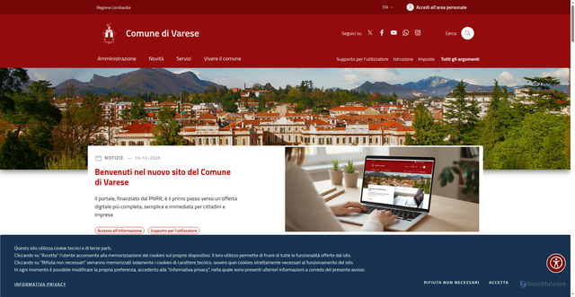 Security scan screenshot of https://www.comune.varese.it/
