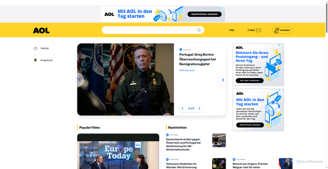Security scan screenshot of https://aol.de