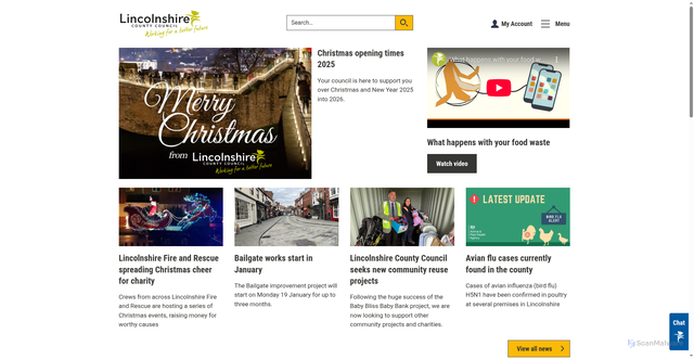 Security scan screenshot of https://www.lincolnshire.gov.uk:443/
