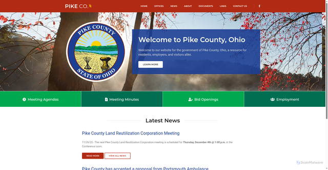Security scan screenshot of https://pikecountyohcommissioners.gov/