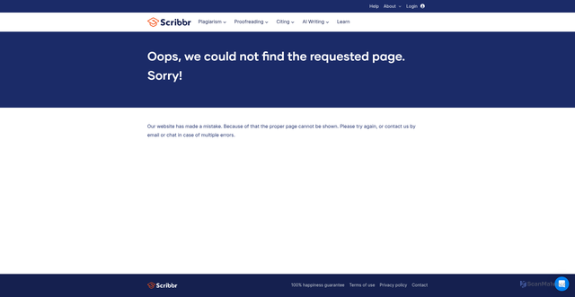 Security scan screenshot of https://app.scribbr.com