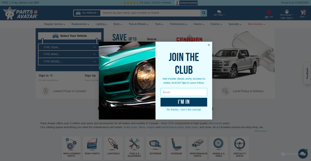 Security scan screenshot of https://partsavatar.ca