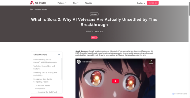Security scan screenshot of https://ai-stack.ai/en/what-is-sora-2