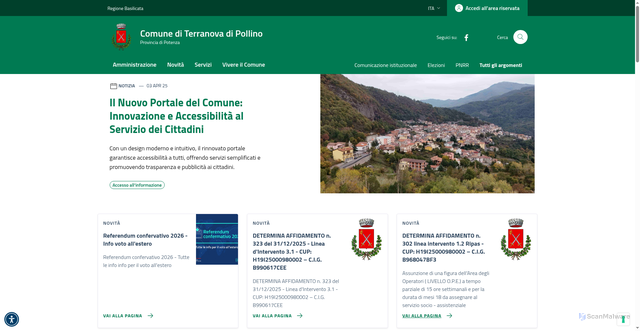 Security scan screenshot of https://www.comune.terranovadipollino.pz.it/