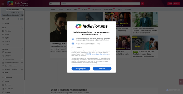 Security scan screenshot of https://indiaforums.com