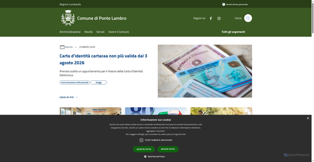 Security scan screenshot of https://www.comune.pontelambro.co.it
