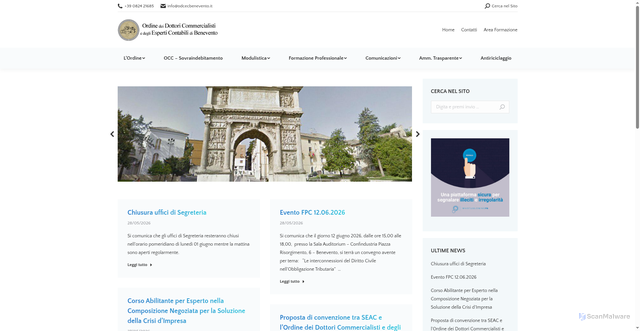 Security scan screenshot of https://www.odcecbenevento.it