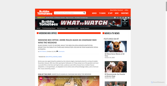 Security scan screenshot of https://editorial.rottentomatoes.com/article/weekend-box-office-anime-rules-again-as-chainsaw-man-wins-the-weekend/