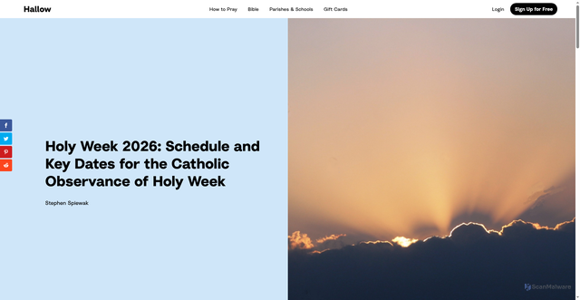 Security scan screenshot of https://hallow.com/blog/holy-week-schedule/