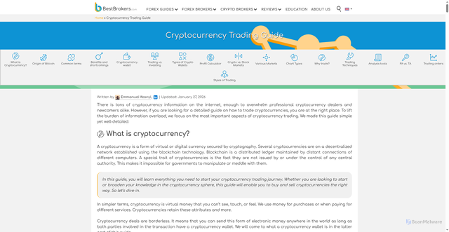 Security scan screenshot of https://www.bestbrokers.com/cryptocurrency-trading/