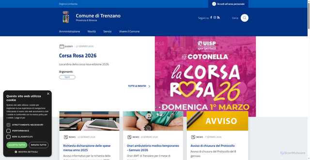 Security scan screenshot of https://www.comune.trenzano.bs.it/