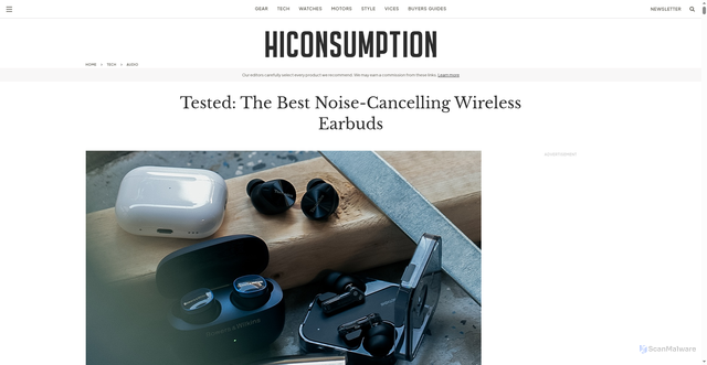 Security scan screenshot of https://hiconsumption.com/tech/best-noise-cancelling-earbuds/