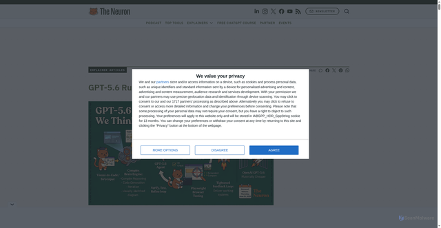 Security scan screenshot of https://www.theneuron.ai/explainer-articles/gpt-56-rumors-everything-we-think-we-know/