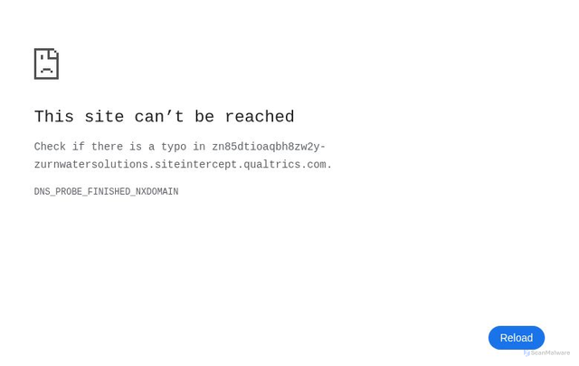 Security scan screenshot of https://zn85dtioaqbh8zw2y-zurnwatersolutions.siteintercept.qualtrics.com
