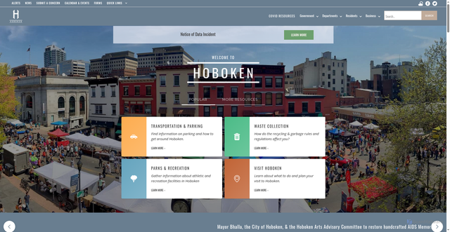 Security scan screenshot of https://www.hobokennj.gov/