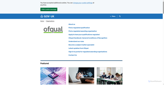 Security scan screenshot of https://www.gov.uk/government/organisations/ofqual