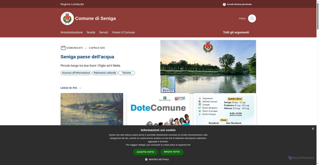 Security scan screenshot of https://www.comune.seniga.bs.it
