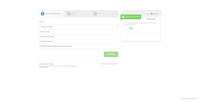 Security scan screenshot of https://checkout.hotmart.com