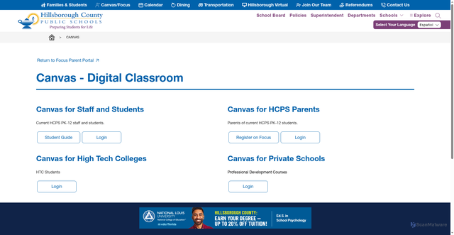 Security scan screenshot of https://sdhc.instructure.com