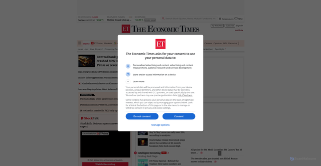 Security scan screenshot of https://economictimes.com