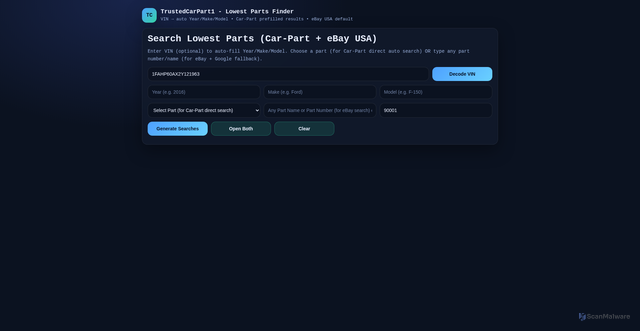 Security scan screenshot of https://car-parts-jv6o8k0fbh.edgeone.app/