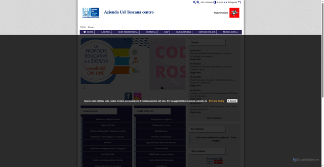 Security scan screenshot of https://www.uslcentro.toscana.it/