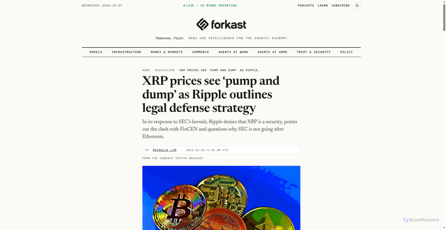 Security scan screenshot of https://forkast.news/xrp-prices-pump-and-dump-ripple-legal-defense/