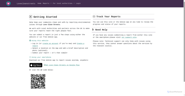 Security scan screenshot of https://lovecleanstreets.com