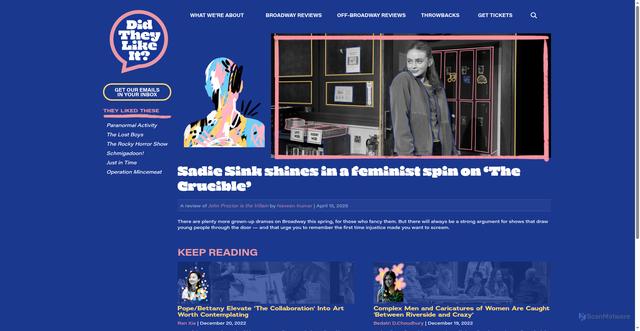 Security scan screenshot of https://didtheylikeit.com/shows/john-proctor-is-the-villain/sadie-sink-shines-in-a-feminist-spin-on-the-crucible/