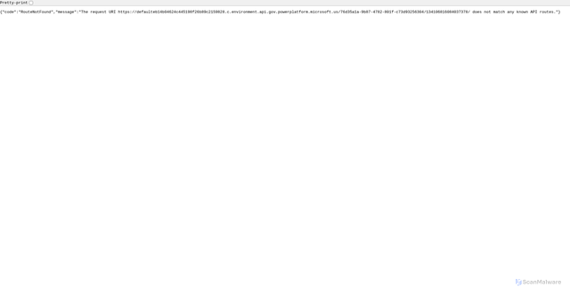 Security scan screenshot of https://defaulteb14b04624c445198f26b89c2159828.c.environment.api.gov.powerplatform.microsoft.us