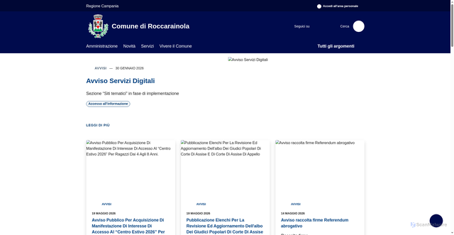 Security scan screenshot of https://www.comune.roccarainola.na.it