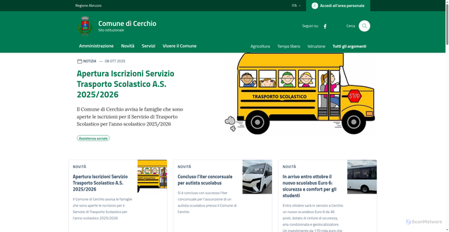 Security scan screenshot of https://www.comunedicerchio.it/