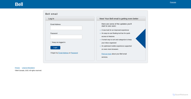 Security scan screenshot of http://webmailbell.vercel.app/