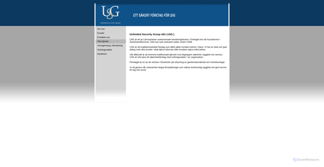 Security scan screenshot of https://usg.se