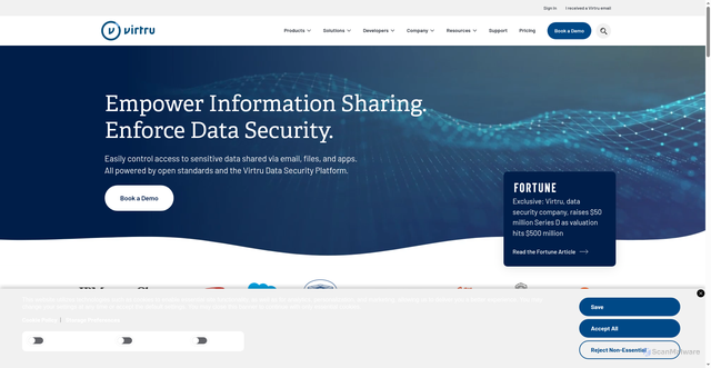 Security scan screenshot of https://secure.virtru.com