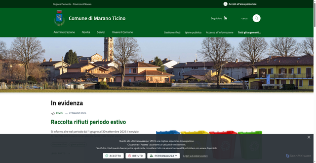 Security scan screenshot of https://www.comune.maranoticino.no.it