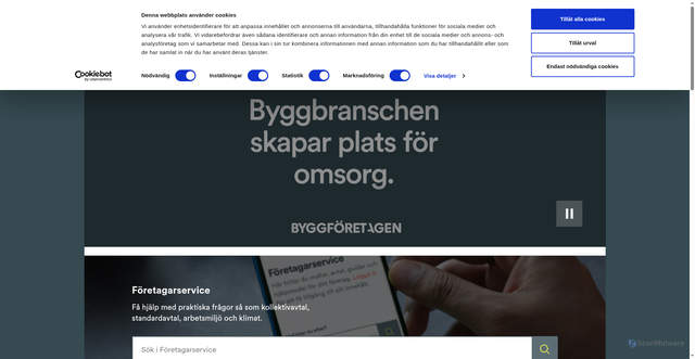 Security scan screenshot of https://byggforetagen.se