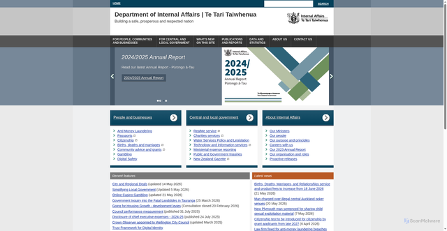 Security scan screenshot of http://www.dia.govt.nz/